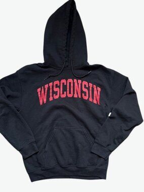 Wisconsin Hoodie, Black, Size S